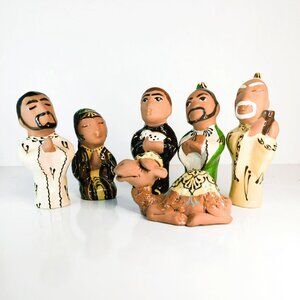 Vintage Handcrafted Folk Art Nativity Replacement Clay Figures and Camel